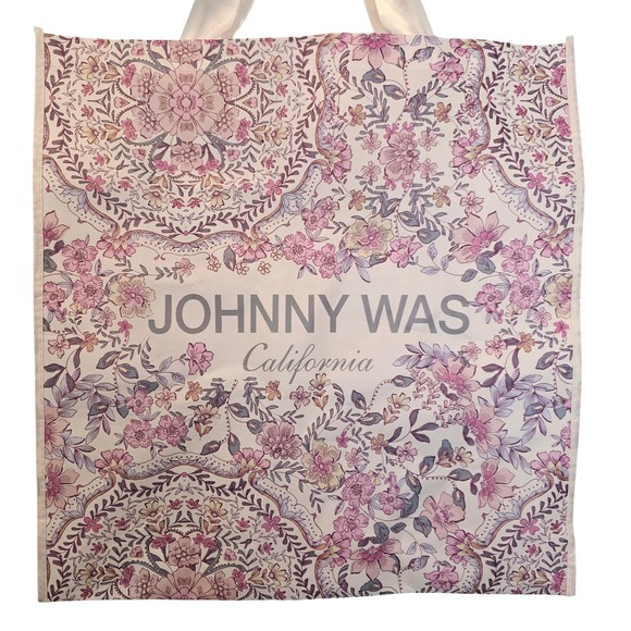 Johnny Was Shopping Reusable Floral Pink Purple Tote Bag Gift 18"X19" - Picture 2 of 9